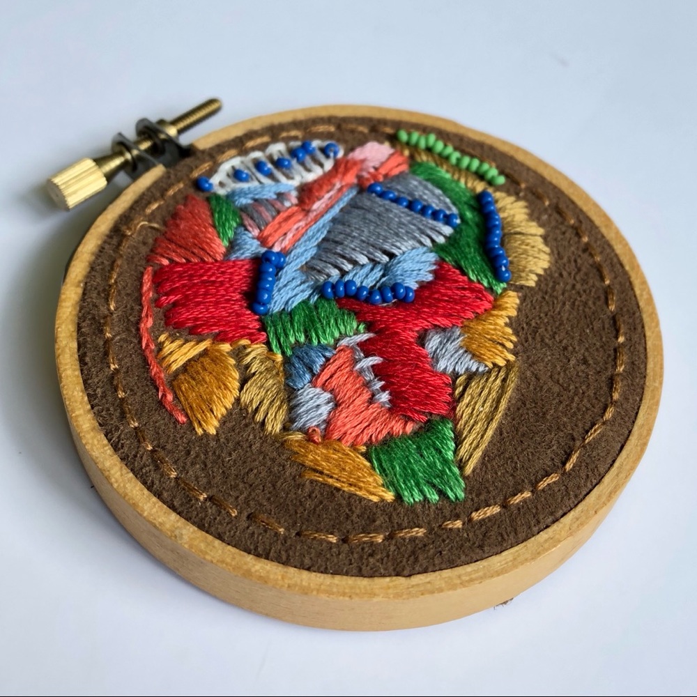 Mini Abstract Embroidery & Beading Hoop Art - Picture 4 of 8